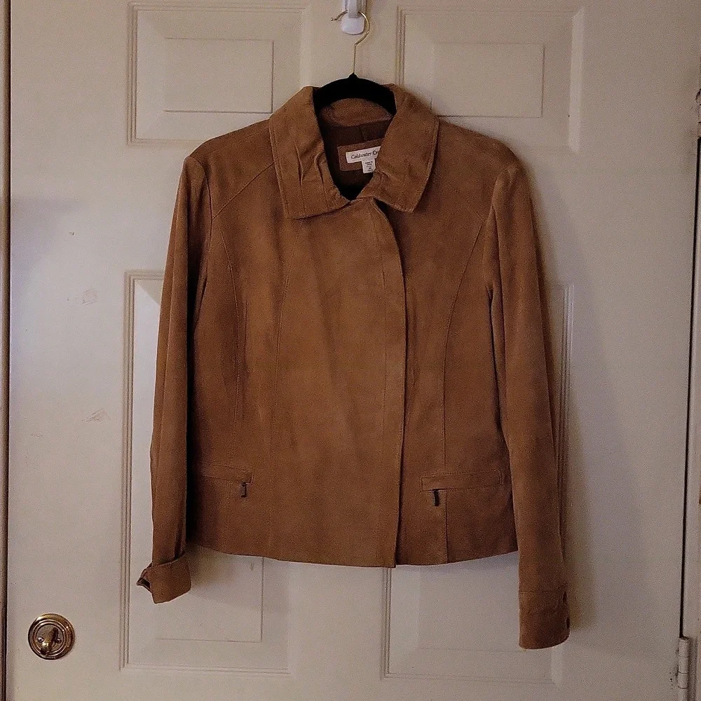 Coldwater Creek REAL soft suede like jacket with ruffle in Back